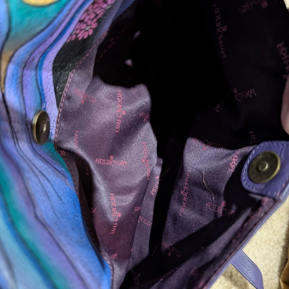 ANUSCHKA Leather Dual Compartment CB, 7-Pocket Handbag Purse + Access NWT - Picture 9 of 13